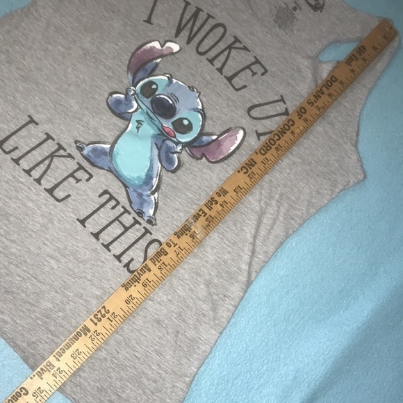 DISNEY STITCH tank top “I Woke Up Like This” racer back style graphic size S - Picture 5 of 6